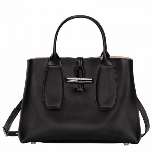 Longchamp Le Roseau M Handtas Dames Zwart Belgium | 10058HCL001