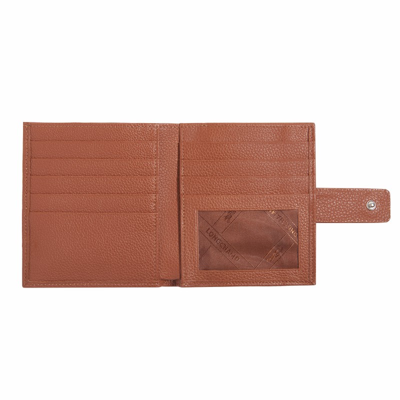 Longchamp Le FOULONNÉ Compact Portefeuille Dames Caramel Belgium | L4961021121