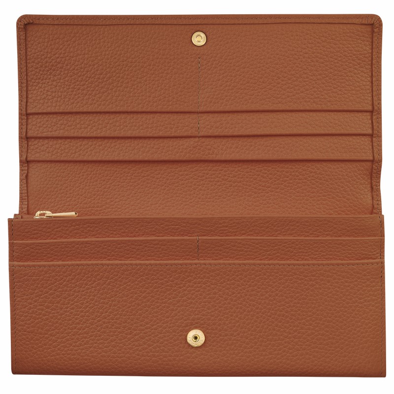 Longchamp Le FOULONNÉ Continental Portefeuille Dames Caramel Belgium | L3044021121