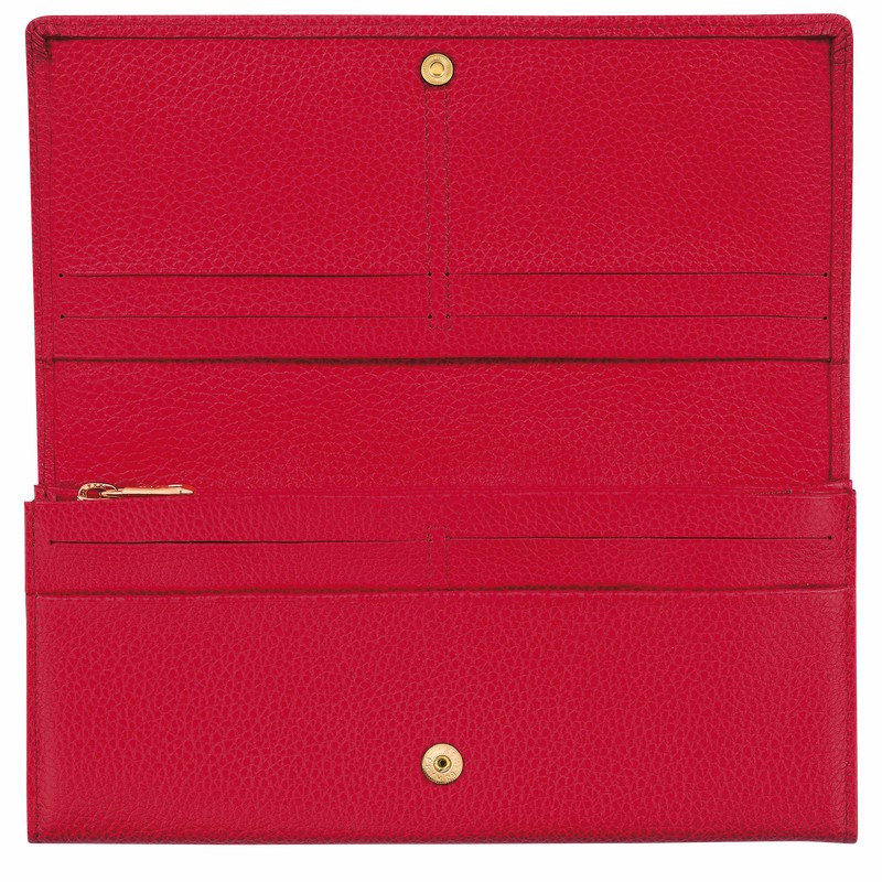 Longchamp Le FOULONNÉ Continental Portefeuille Dames Rood Belgium | L3044021C39