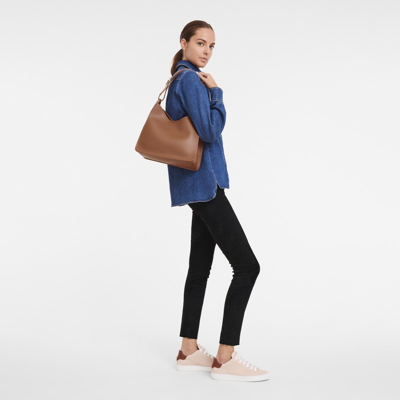 Longchamp Le FOULONNÉ M Hobo Tas Dames Caramel Belgium | 10155021121