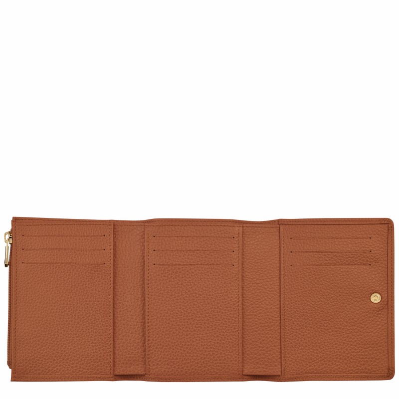 Longchamp Le FOULONNÉ Portefeuille Dames Caramel Belgium | 30021021121