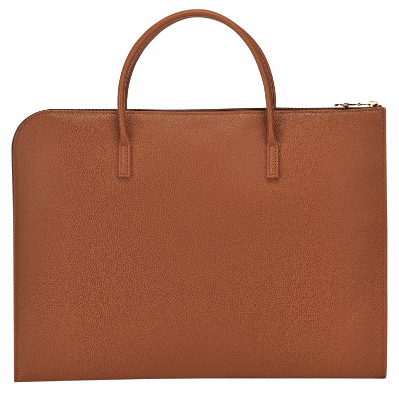 Longchamp Le FOULONNÉ S Aktentas Dames Caramel Belgium | L2115021121