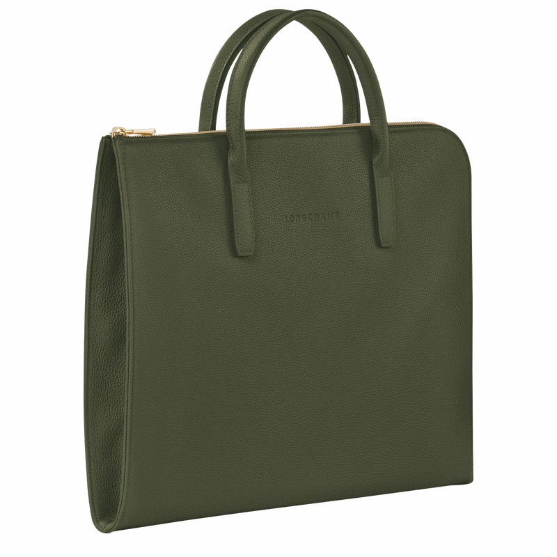 Longchamp Le FOULONNÉ S Aktentas Dames Khaki Belgium | L2115021892