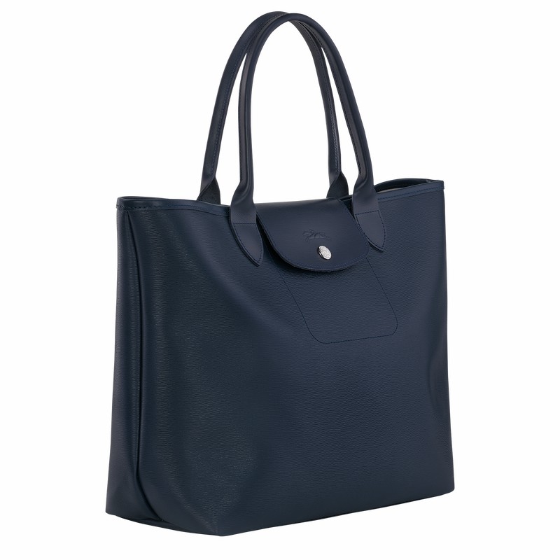 Longchamp Le Pliage City L Tote Tassen Dames Donkerblauw Belgium | 10182HYQ556