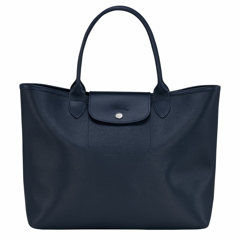 Longchamp Le Pliage City L Tote Tassen Dames Donkerblauw Belgium | 10182HYQ556