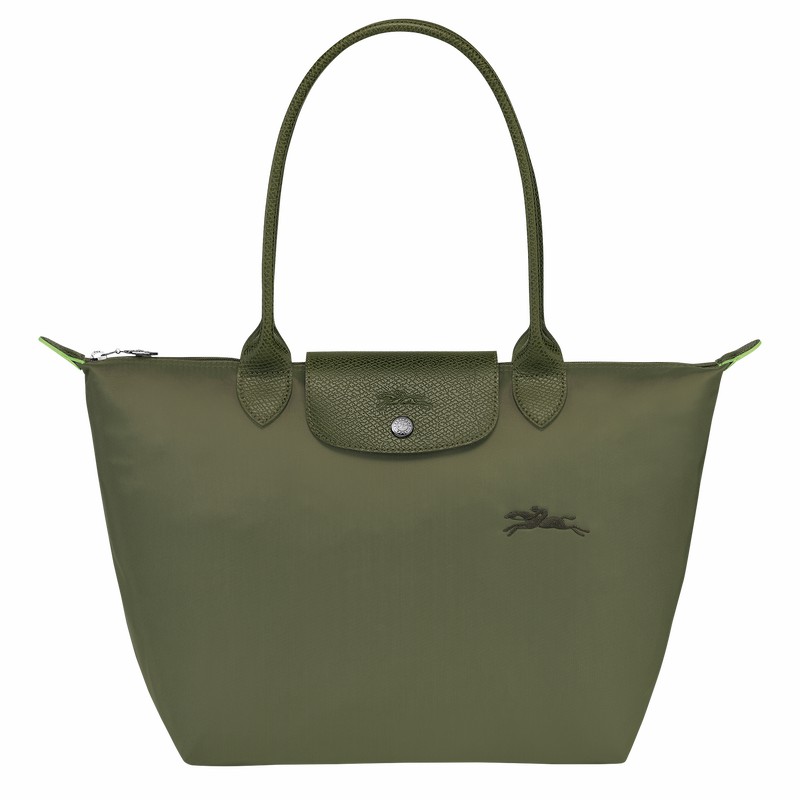 Longchamp Le Pliage Green M Tote Tassen Dames Groen Belgium | L2605919479