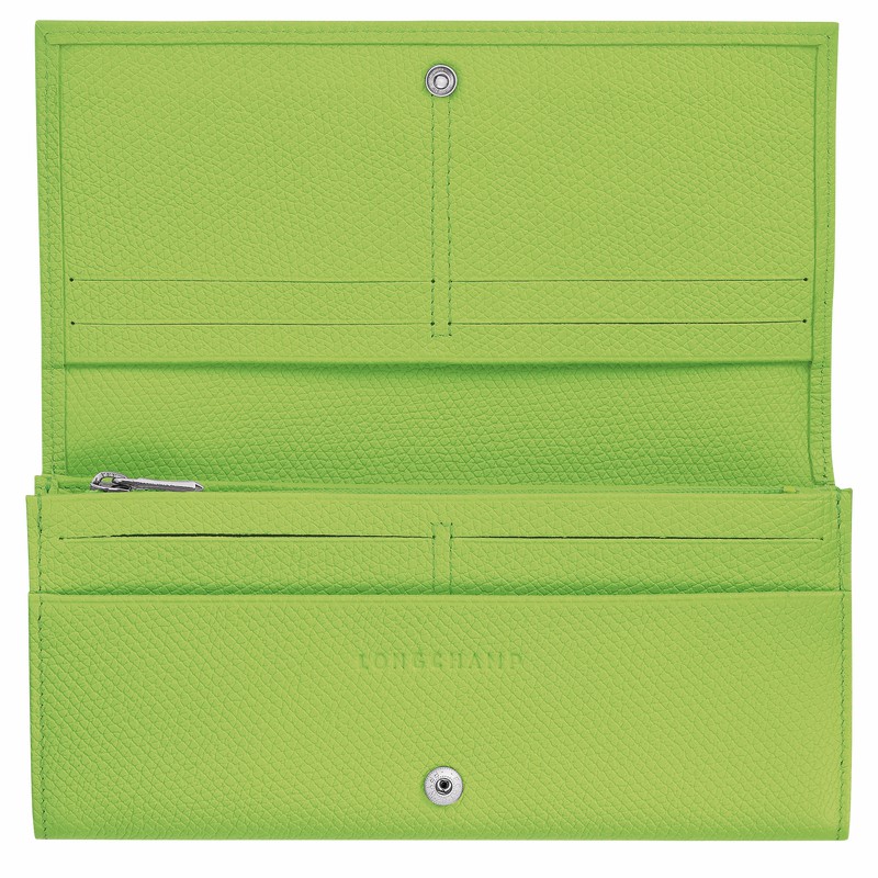 Longchamp Le Roseau Flap Portefeuille Dames Groen Belgium | L3044HFP355