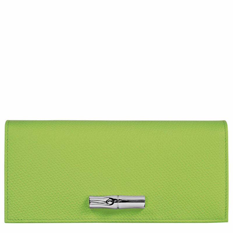 Longchamp Le Roseau Flap Portefeuille Dames Groen Belgium | L3044HFP355