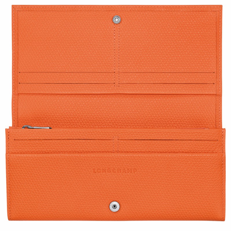 Longchamp Le Roseau Flap Portefeuille Dames Oranje Belgium | L3044HFP017