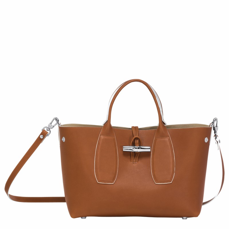 Longchamp Le Roseau M Handtas Dames Bruin Belgium | 10058HQS504