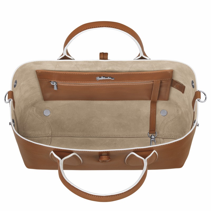 Longchamp Le Roseau M Handtas Dames Bruin Belgium | 10058HQS504