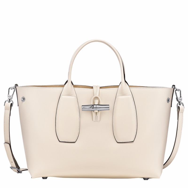 Longchamp Le Roseau M Handtas Dames Wit Belgium | 10058HCL037