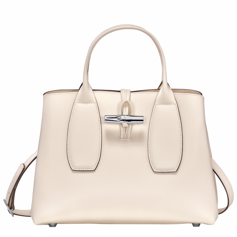 Longchamp Le Roseau M Handtas Dames Wit Belgium | 10058HCL037